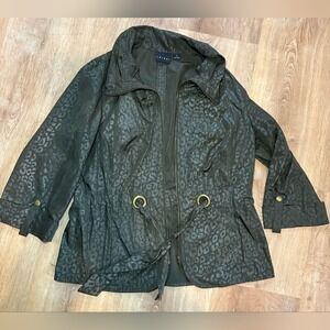 Tribal - Monochrome Green Leopard Print Jacket Size 10
